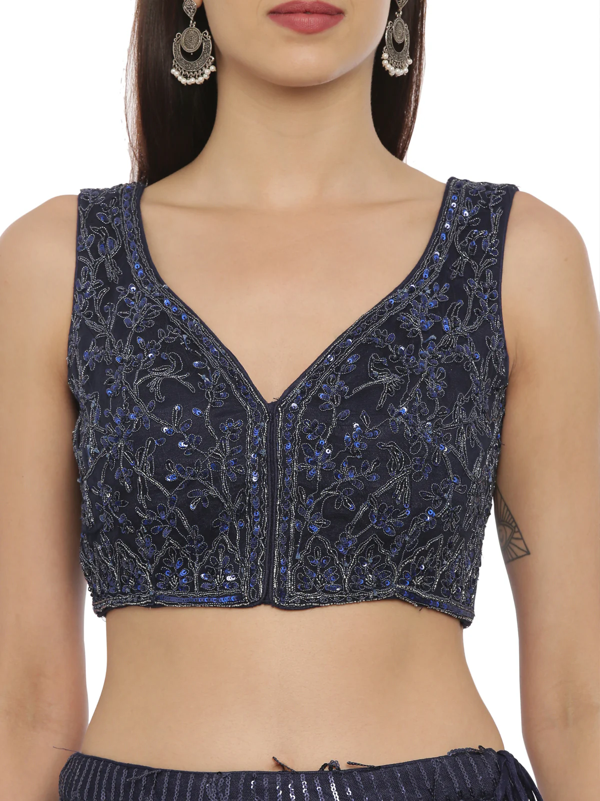 Neerus Navy Embellished Lehenga Set - Image 3