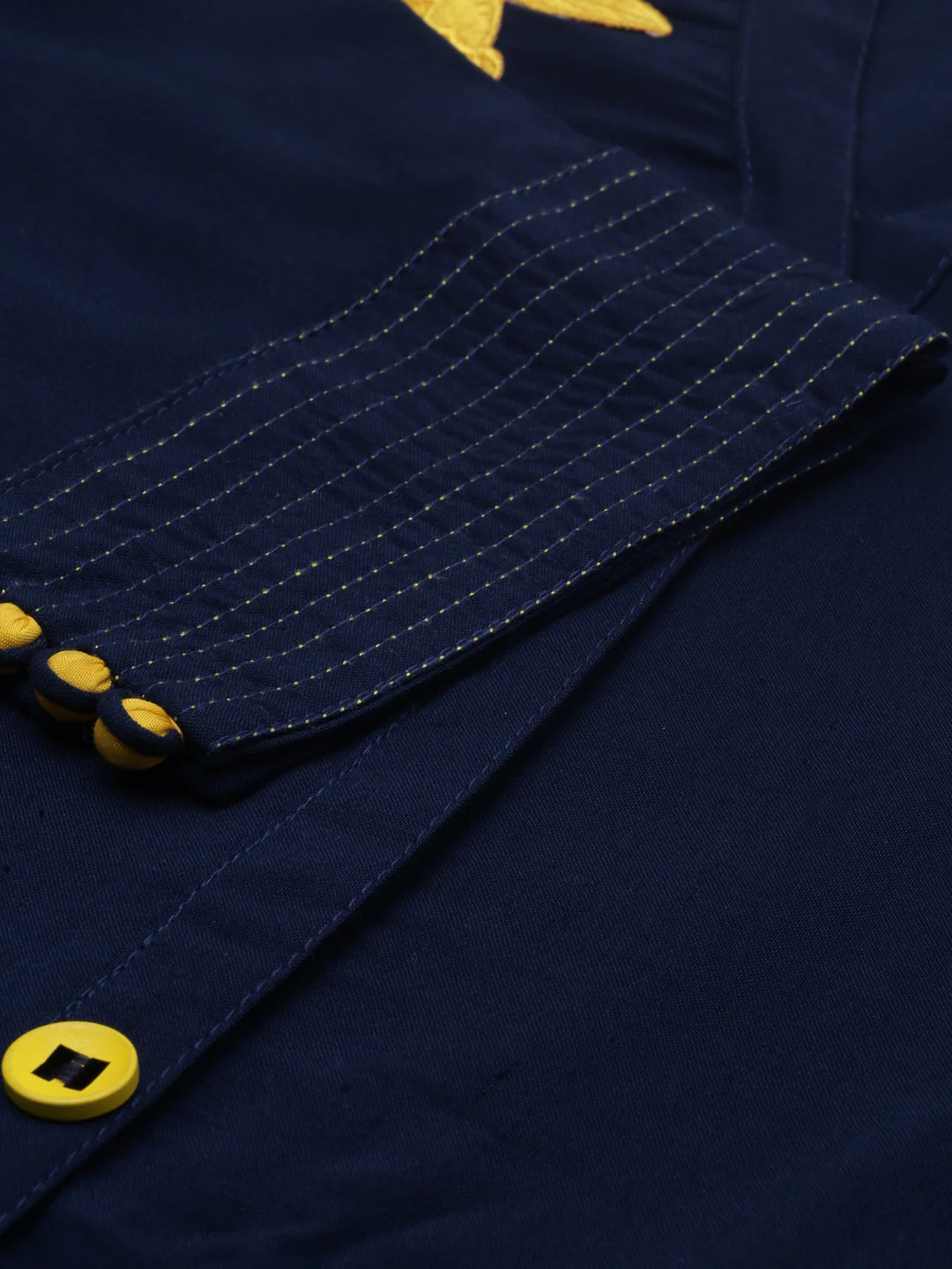 Neerus Navy Embroidered A Line Kurta - Image 4