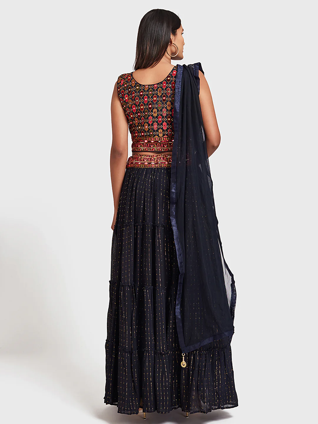 Neerus Navy Embroidered Lehenga Set - Image 2