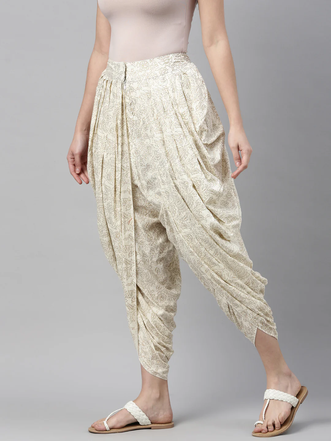 Neerus Off White Color Cotton Fabric Dhotti - Image 3