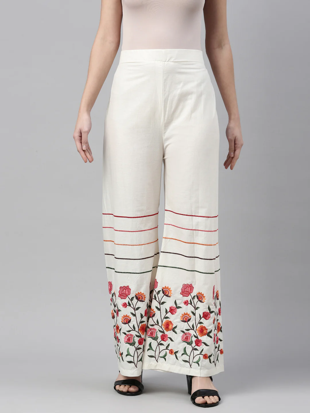 Neerus Off White Color Cotton Fabric Plazzo - Image 2