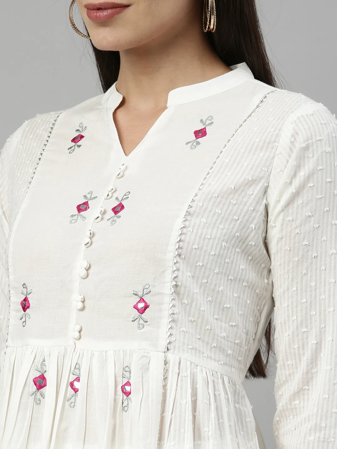 Neerus Off White Color Cotton Fabric Suit Set - Image 2
