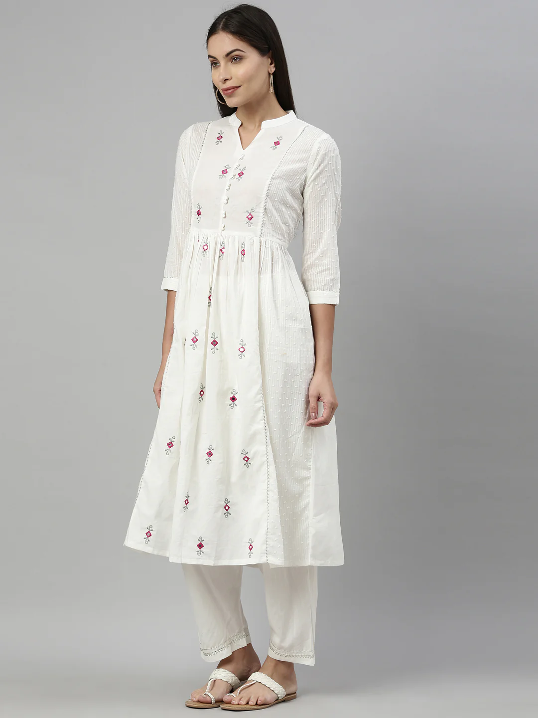Neerus Off White Color Cotton Fabric Suit Set - Image 4