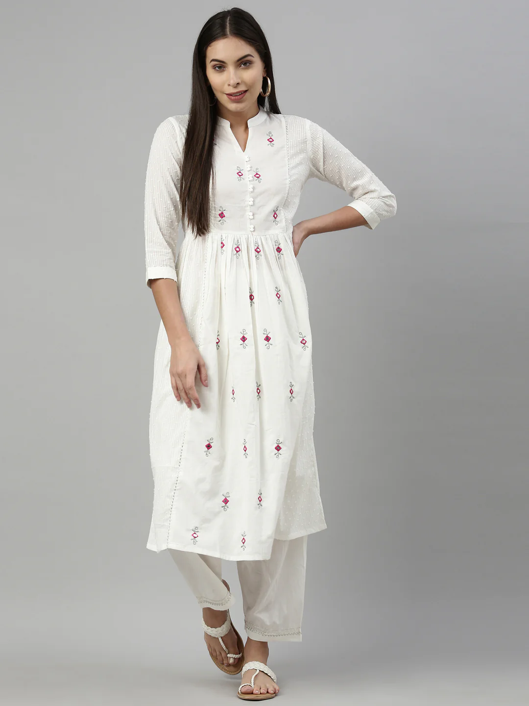 Neerus Off White Color Cotton Fabric Suit Set - Image 6
