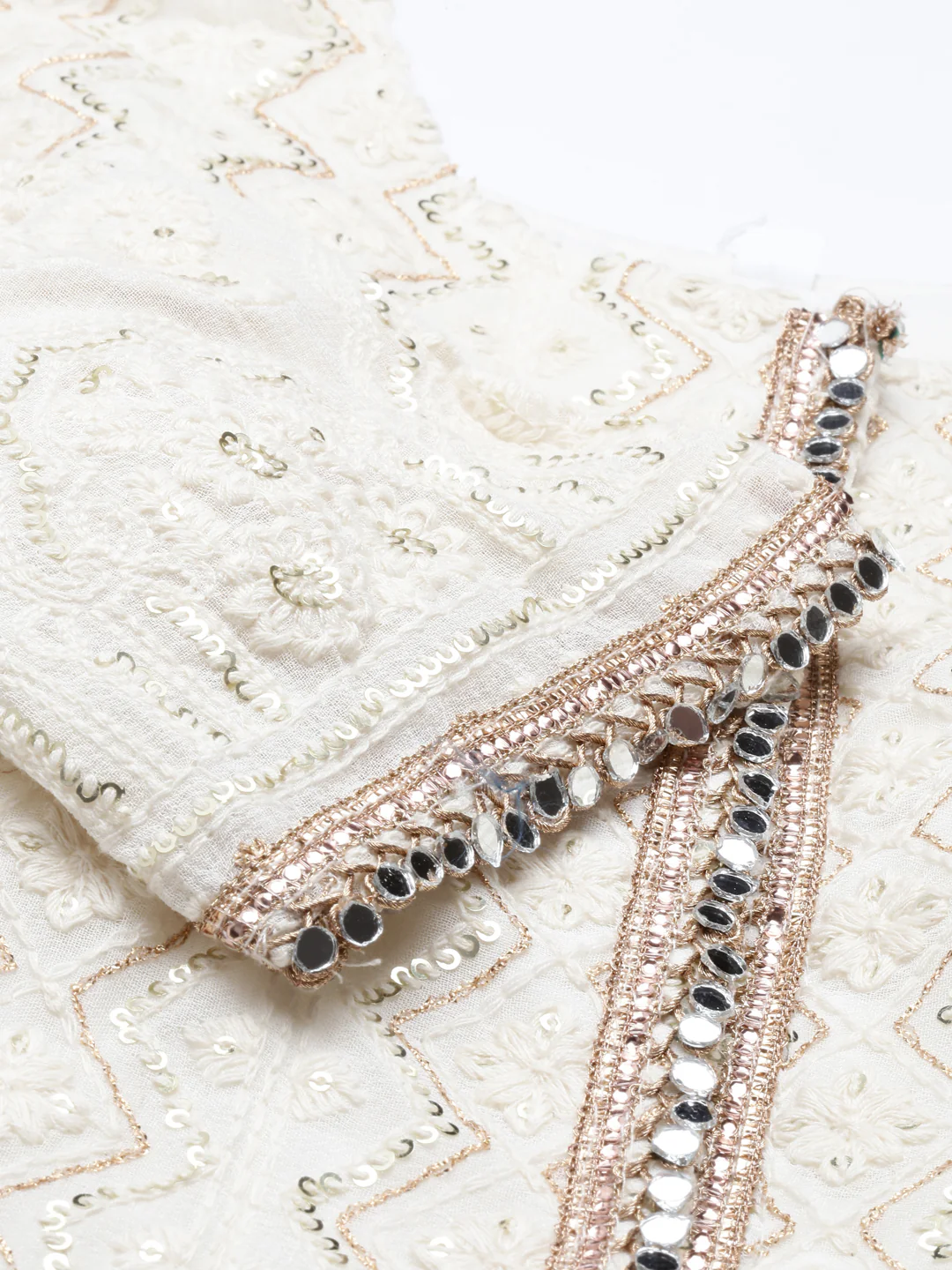 Neerus Off White Color Georgette Fabric Kurta Set - Image 3