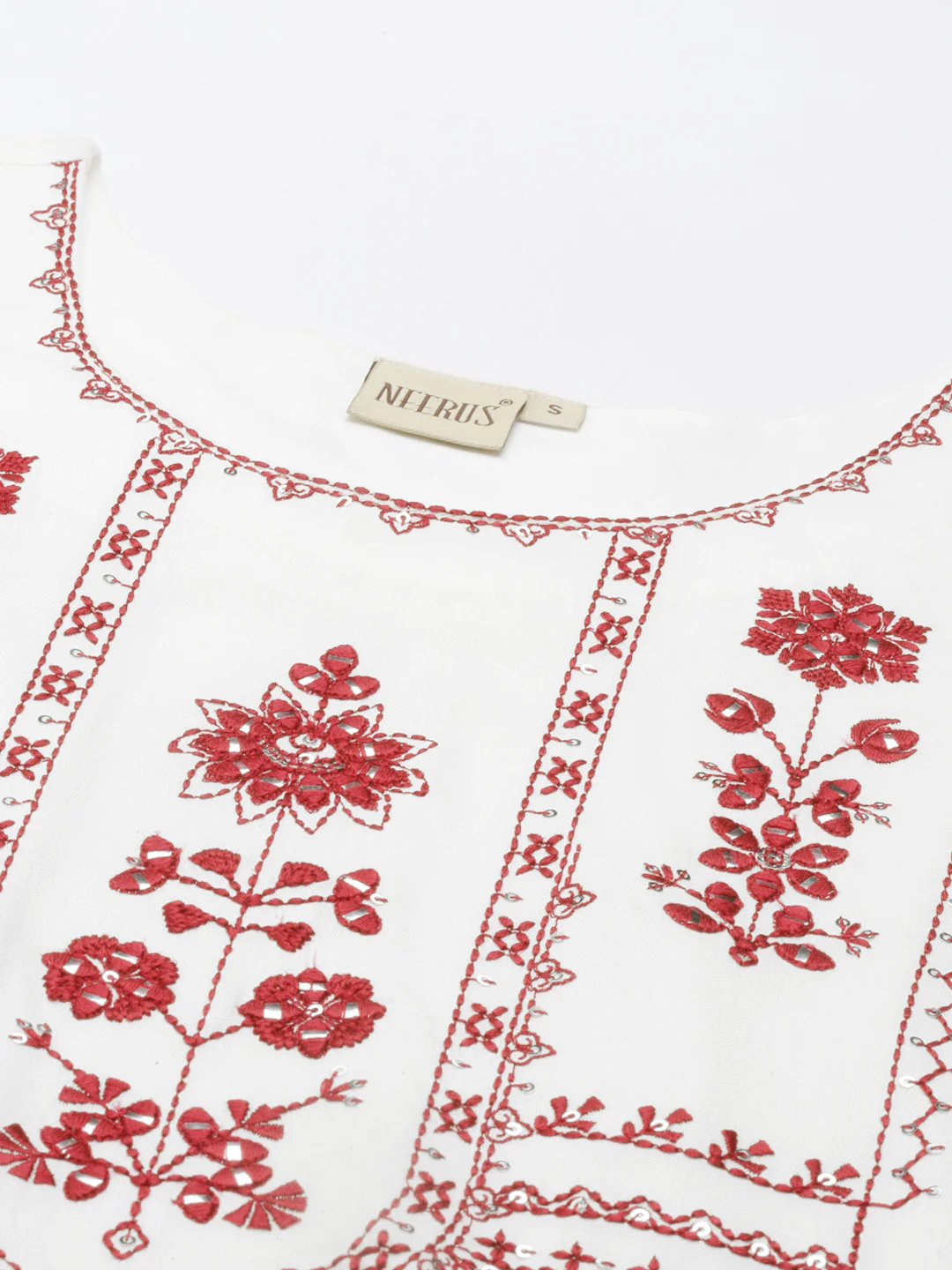 Neerus Off White Color Rayon Fabric Kurta - Image 2
