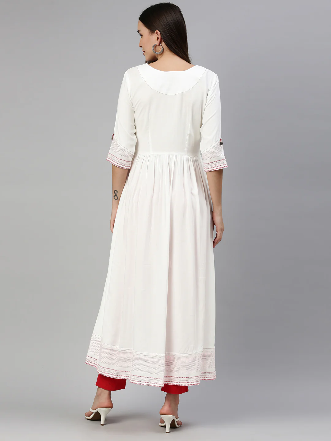 Neerus Off White Color Rayon Fabric Kurta - Image 5