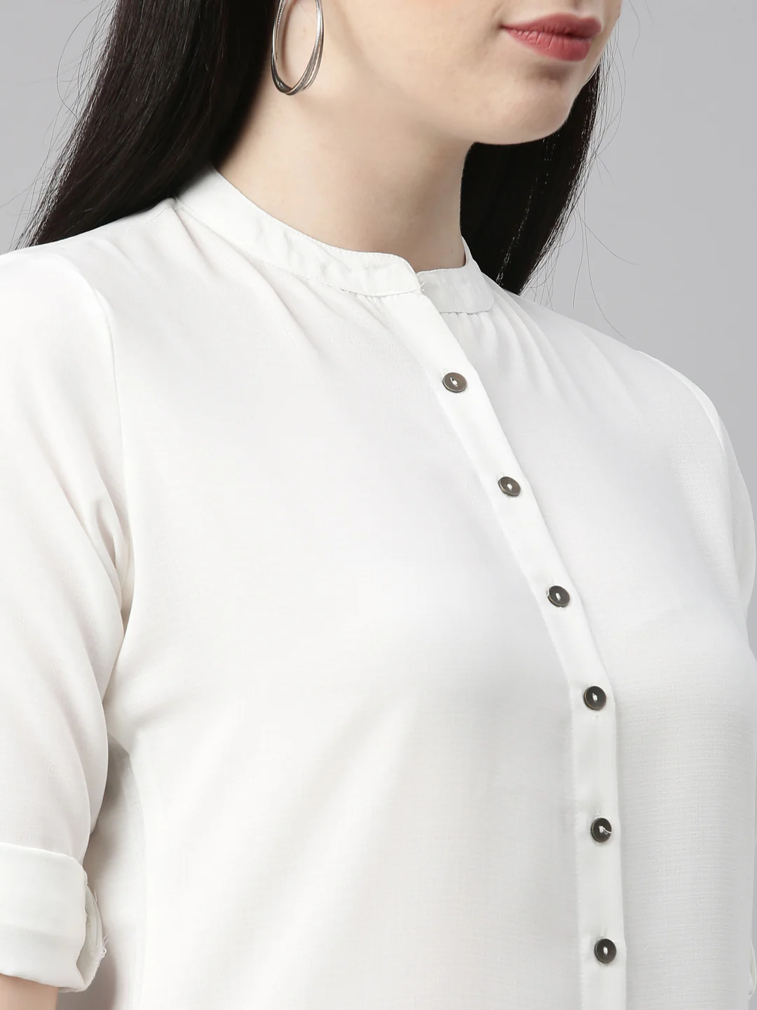Neerus Off White Color Slub Rayon Fabric Kurta - Image 8