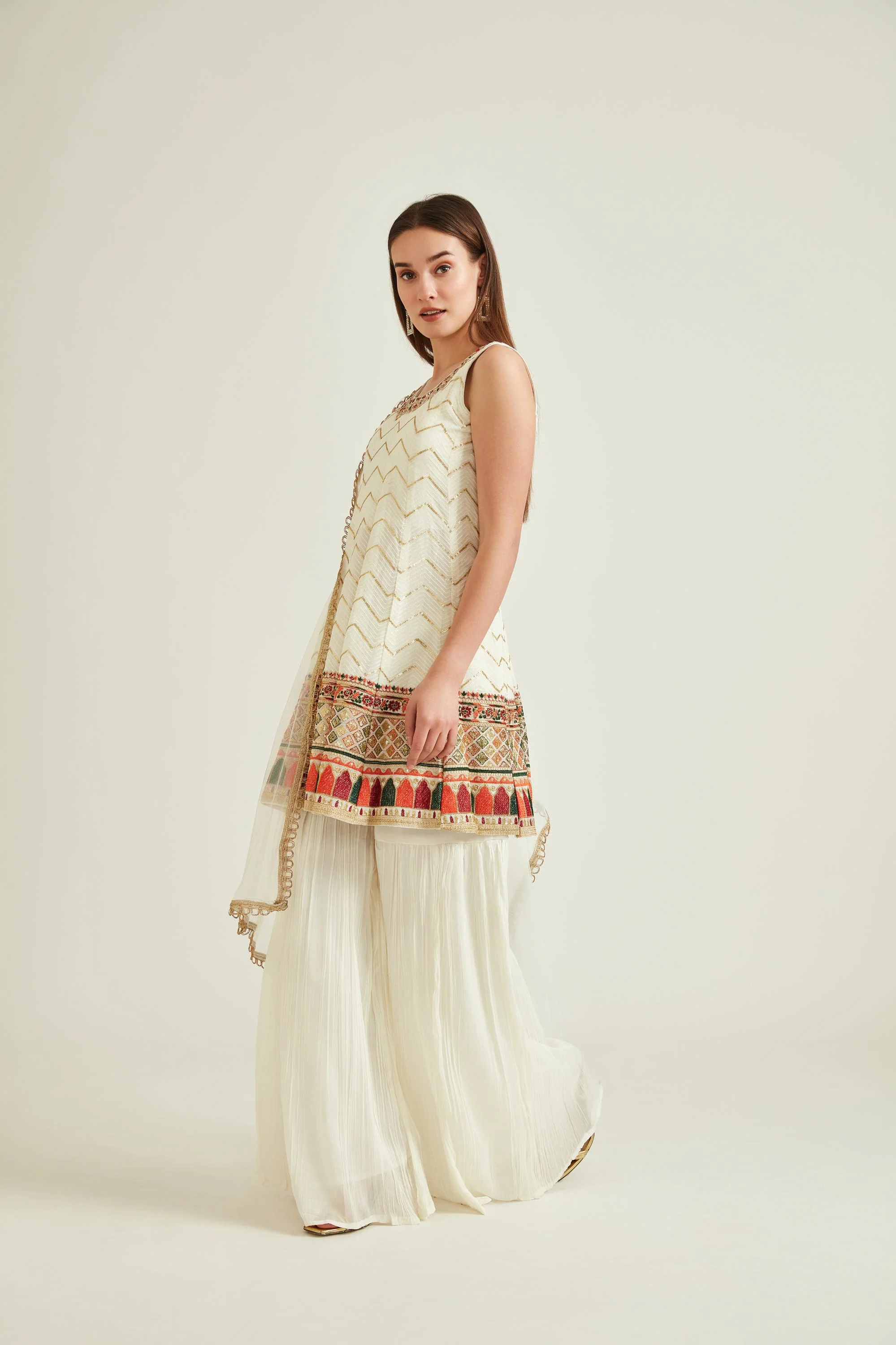 Neerus Off White Colour Georgette Fabric Suit