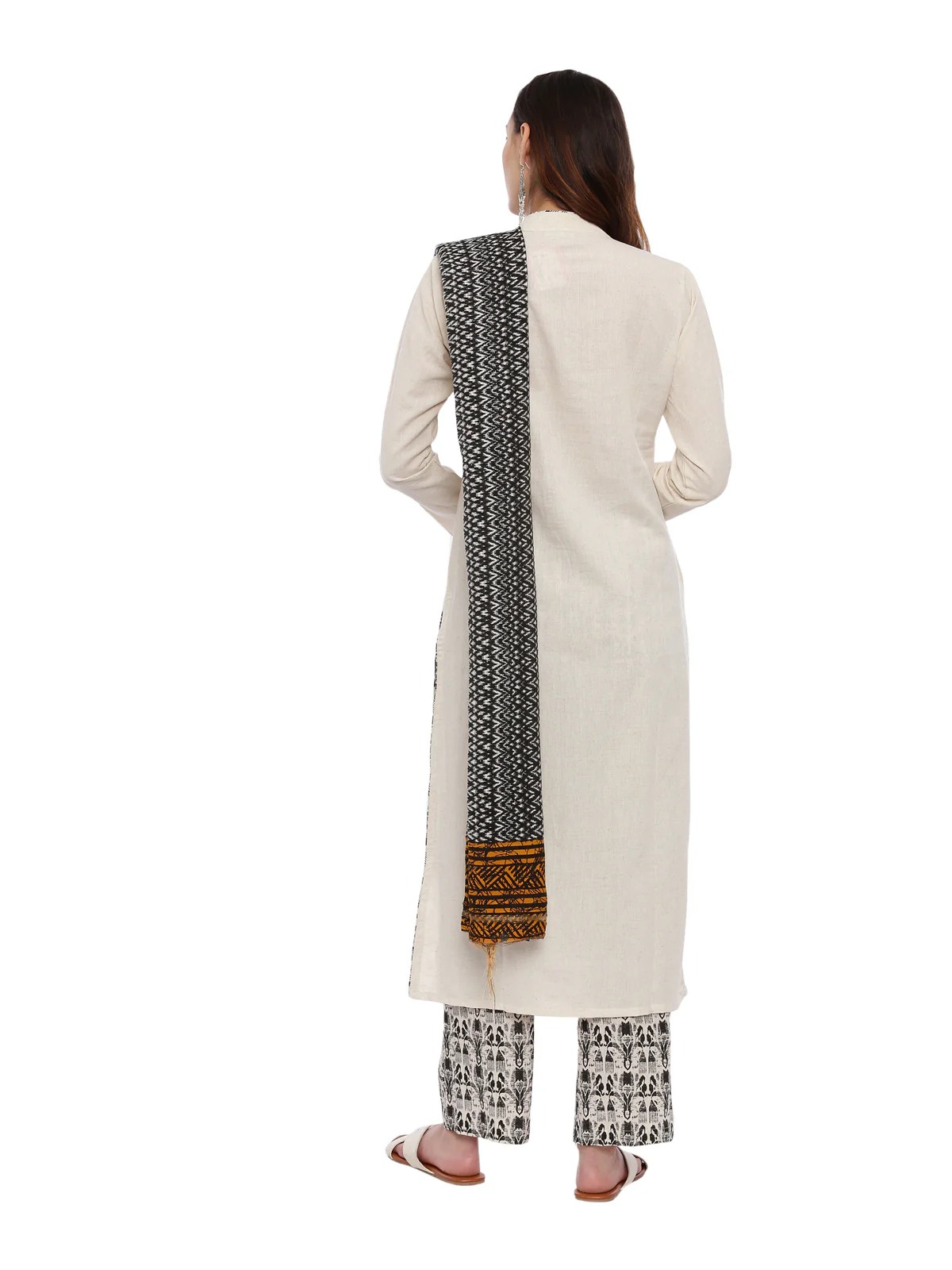 Neerus Off White Embroidered Kurta With Palazzo & Dupatta - Image 4