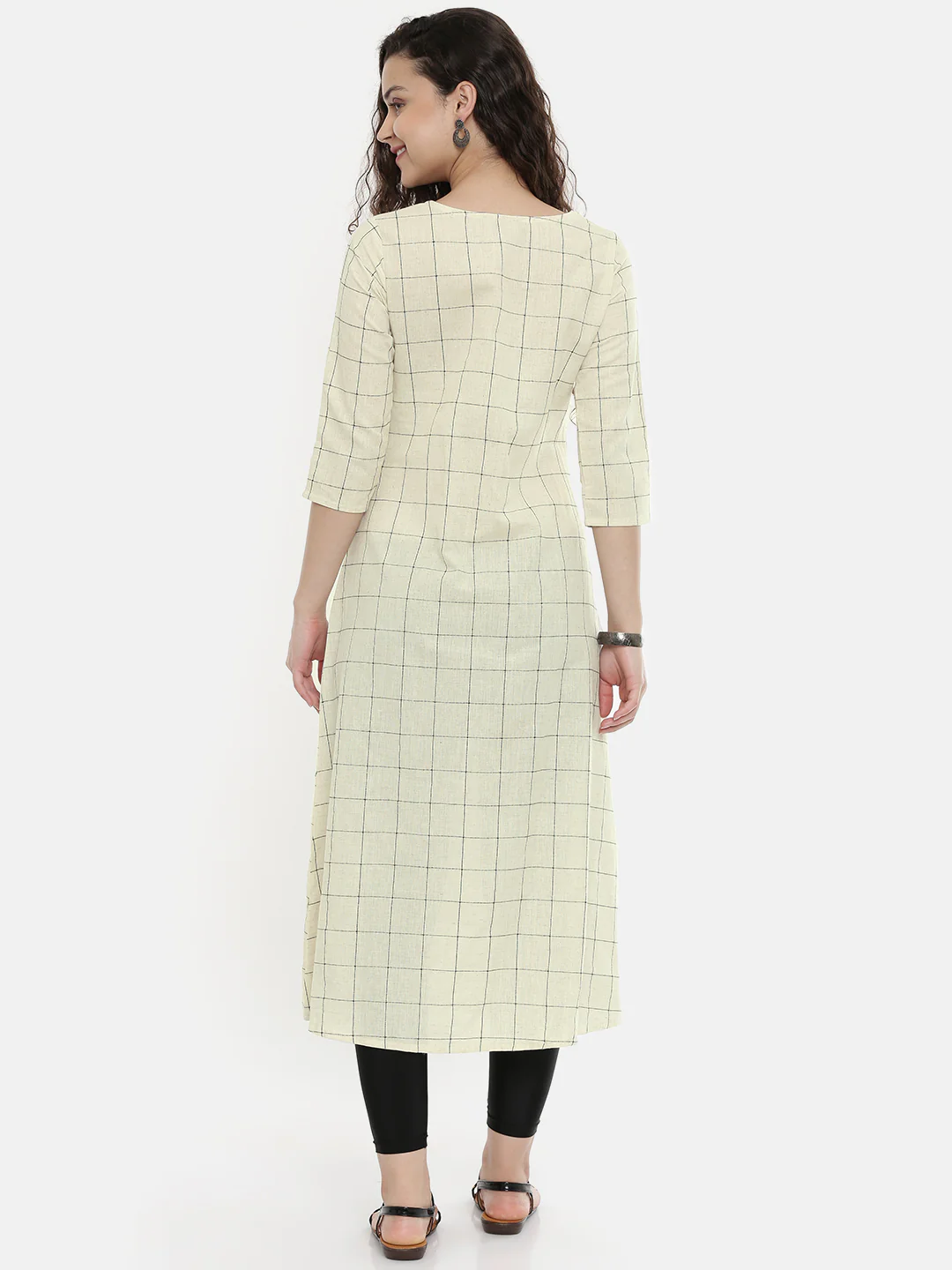 Neerus Off White Embroidered Straight Kurta - Image 4