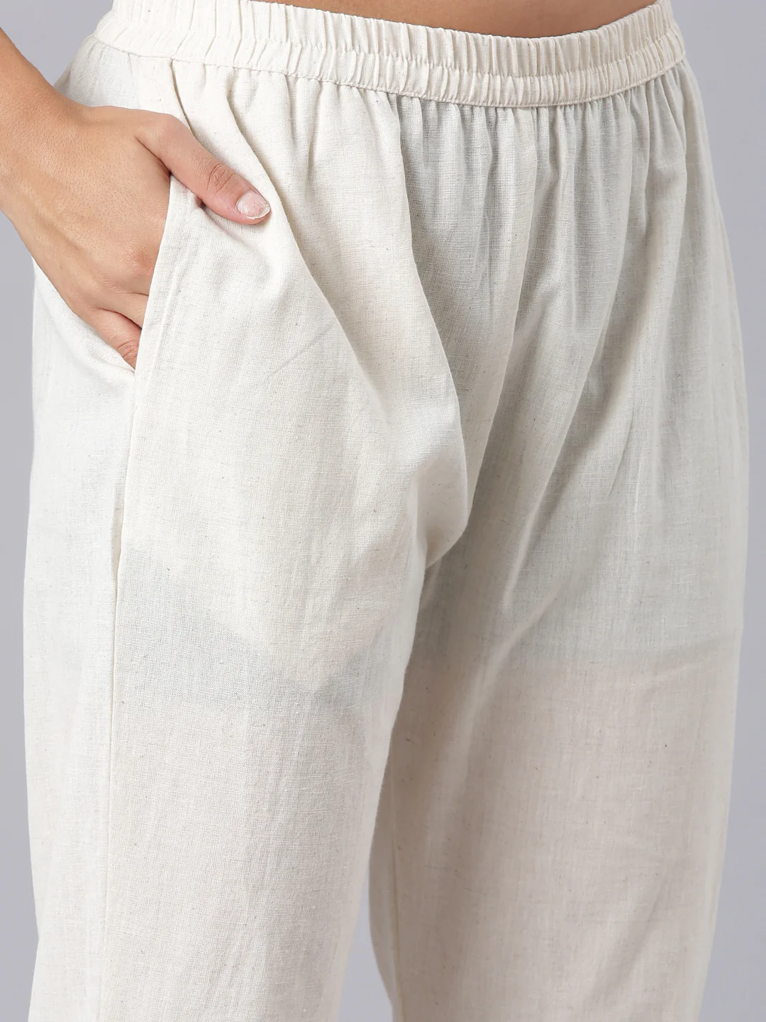 Neerus Off White Embroidered Straight Kurta And Trousers With Dupatta - Image 6