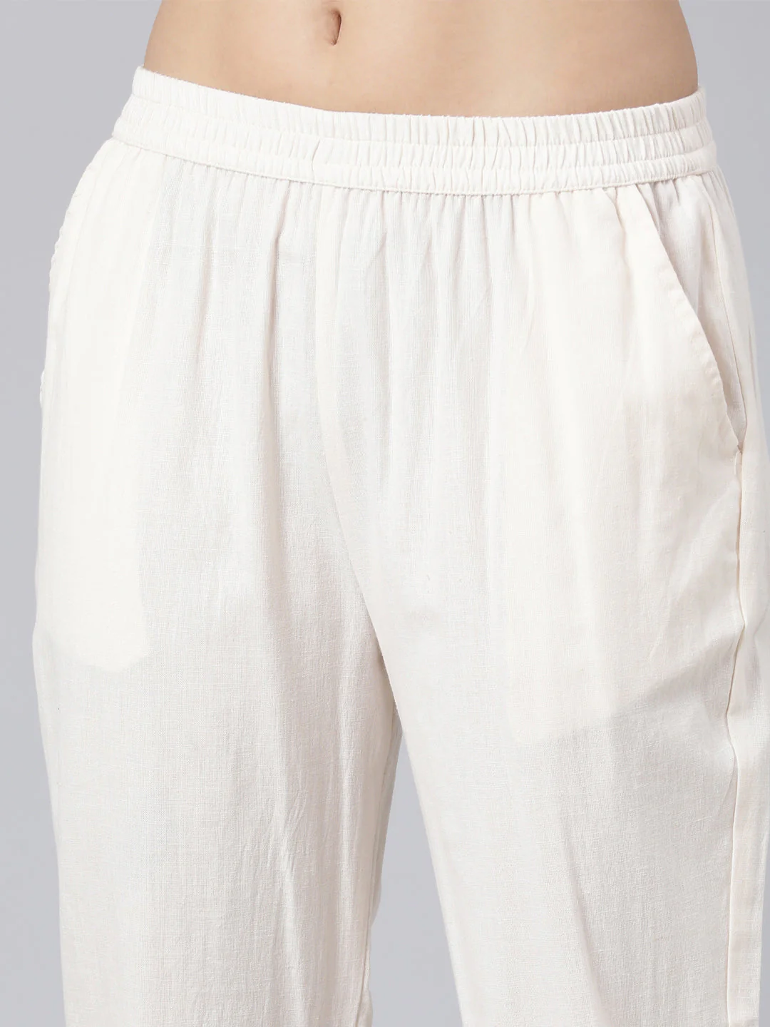 Neerus Off White Panelled Straight Printed Kurta And Trousers With Dupatta - Image 7