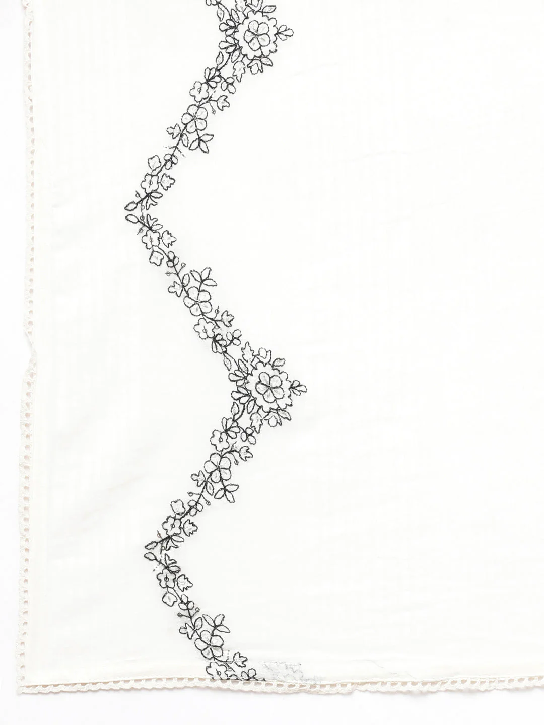 Neerus Off White Panelled Yoke Design Kurta And Trousers With Dupatta - Image 8