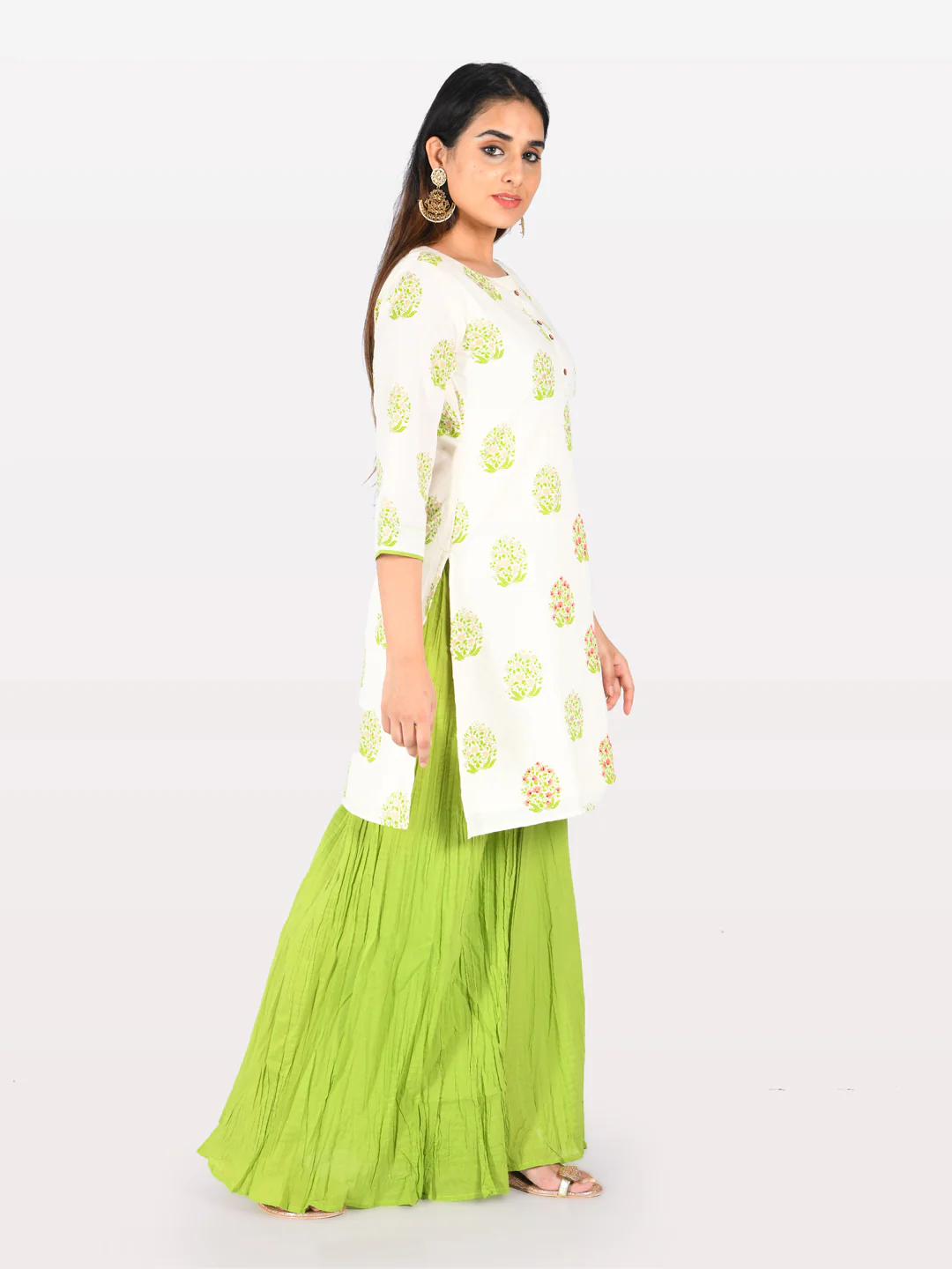 Neerus Off White Printed Straight Kurta - Image 3