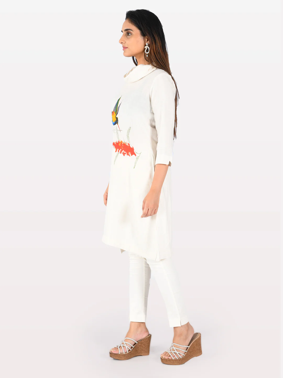 Neerus Off White Printed Straight Kurta - Image 4