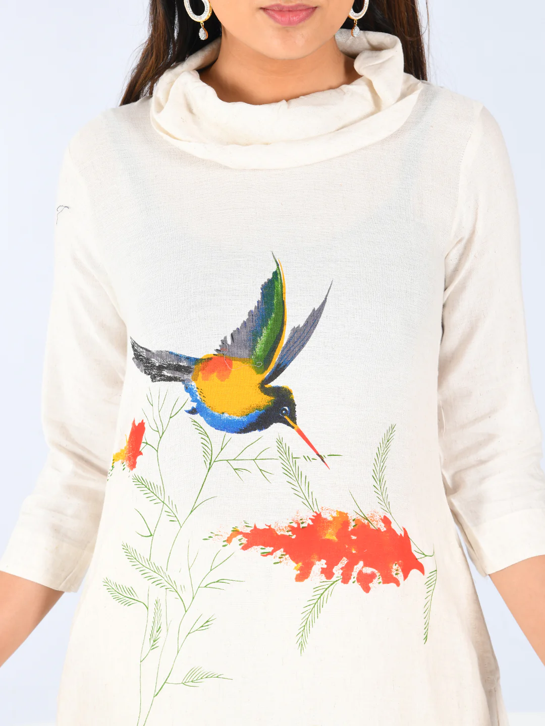 Neerus Off White Printed Straight Kurta - Image 5