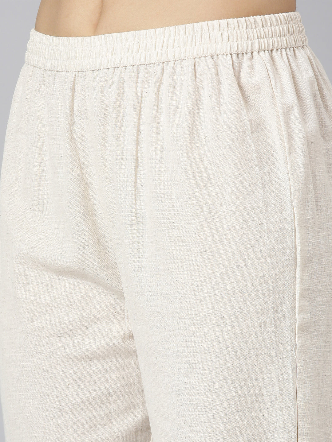 Neerus Off White Regular Straight Solid Kurta and Trousers With Dupatta - Image 6