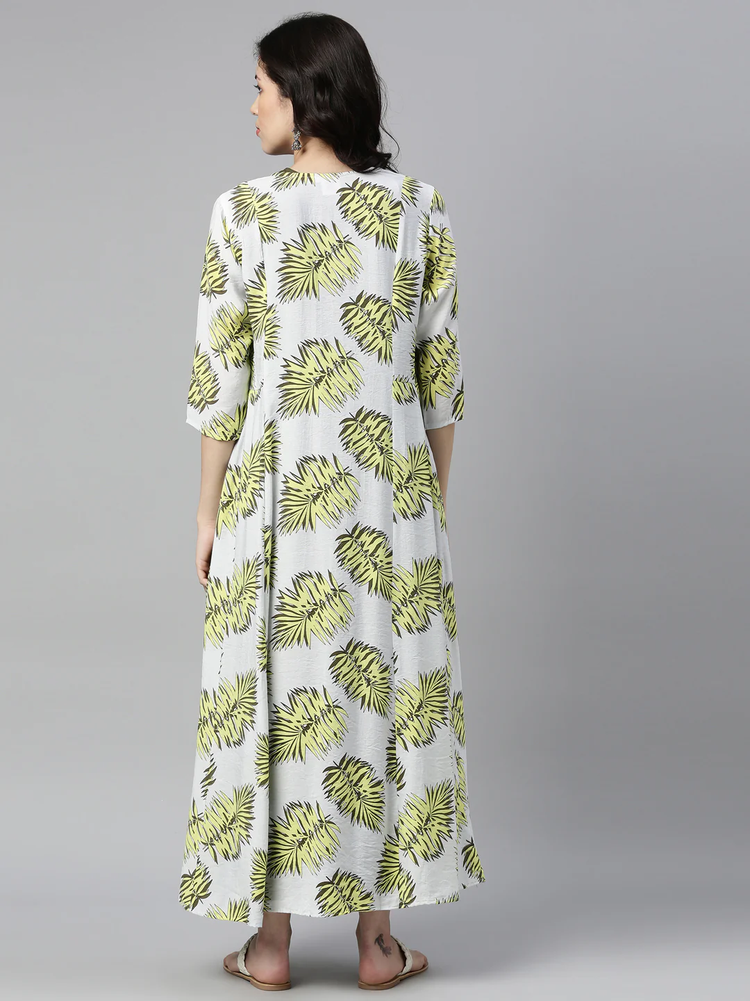 Neerus Olive Color Rayon Fabric Kurta - Image 2