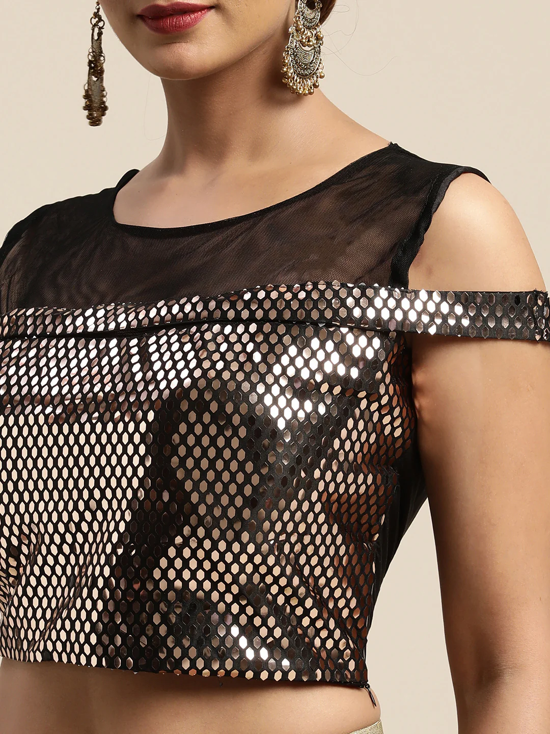 Neerus Olive Color Viscose Rayon Fabric Drape Saree With Stitched Blouse - Image 5