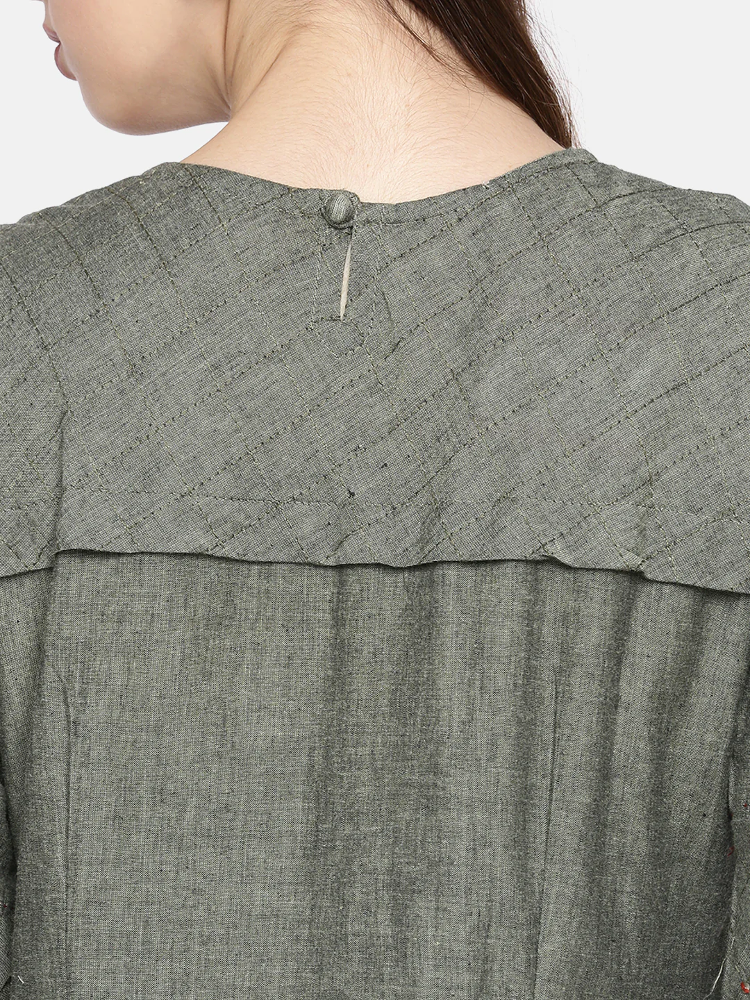 Neerus Olive Embellished Straight Kurta - Image 5