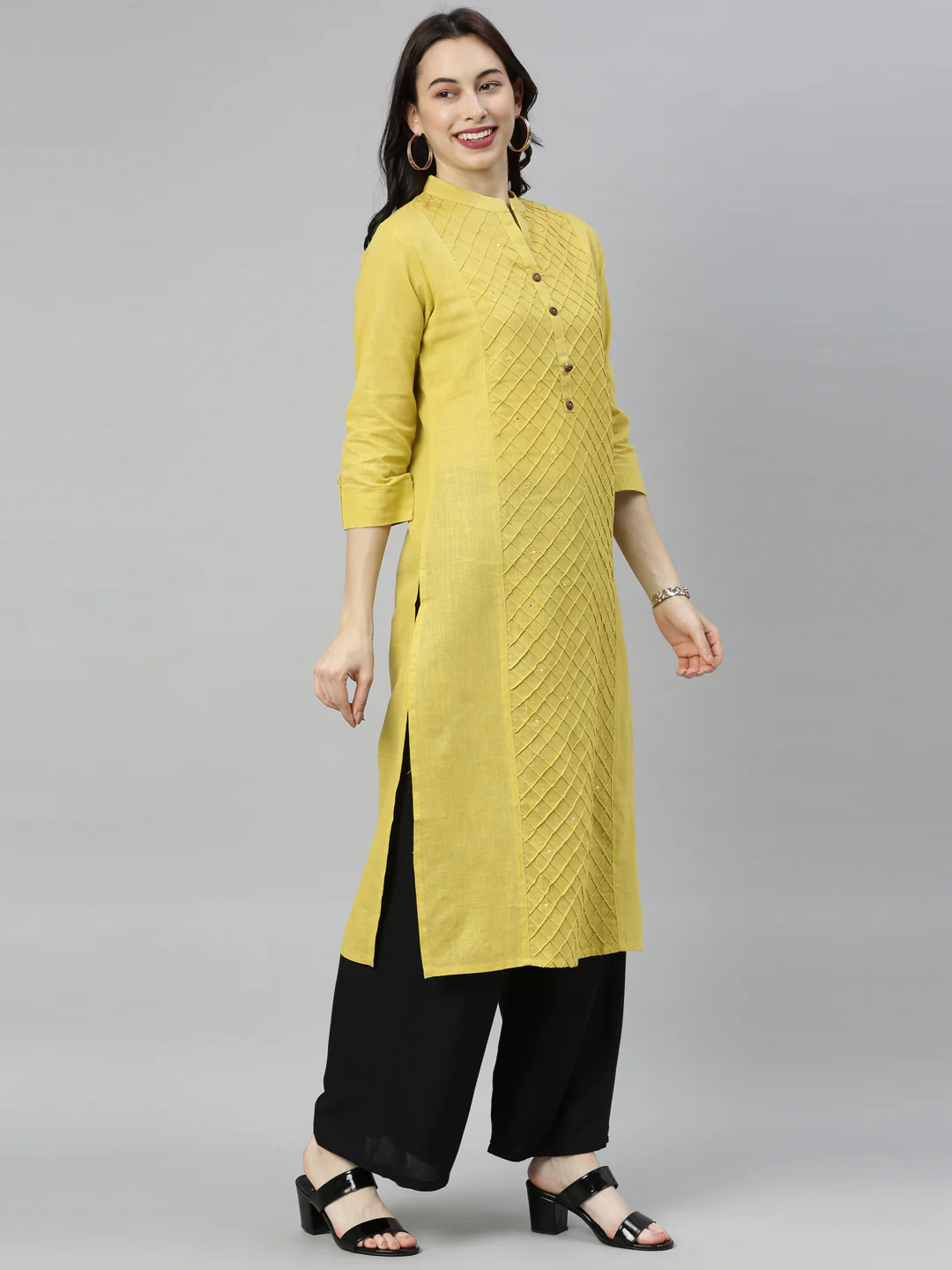 Neerus Olive Embroidered Straight Kurta - Image 6