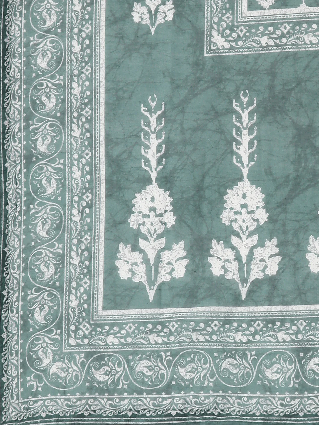 Neerus Olive Printed Kurta and Trousers With Dupatta - Image 7