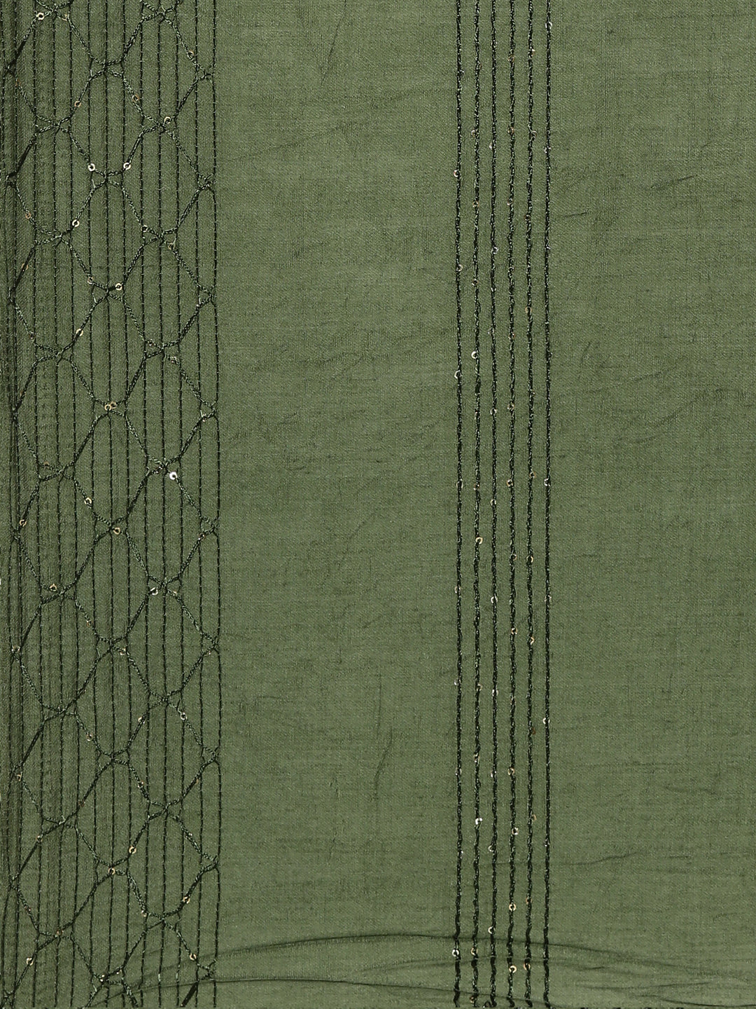 Neerus Olive Regular Straight Embroidered Kurta And Trousers With Dupatta - Image 7