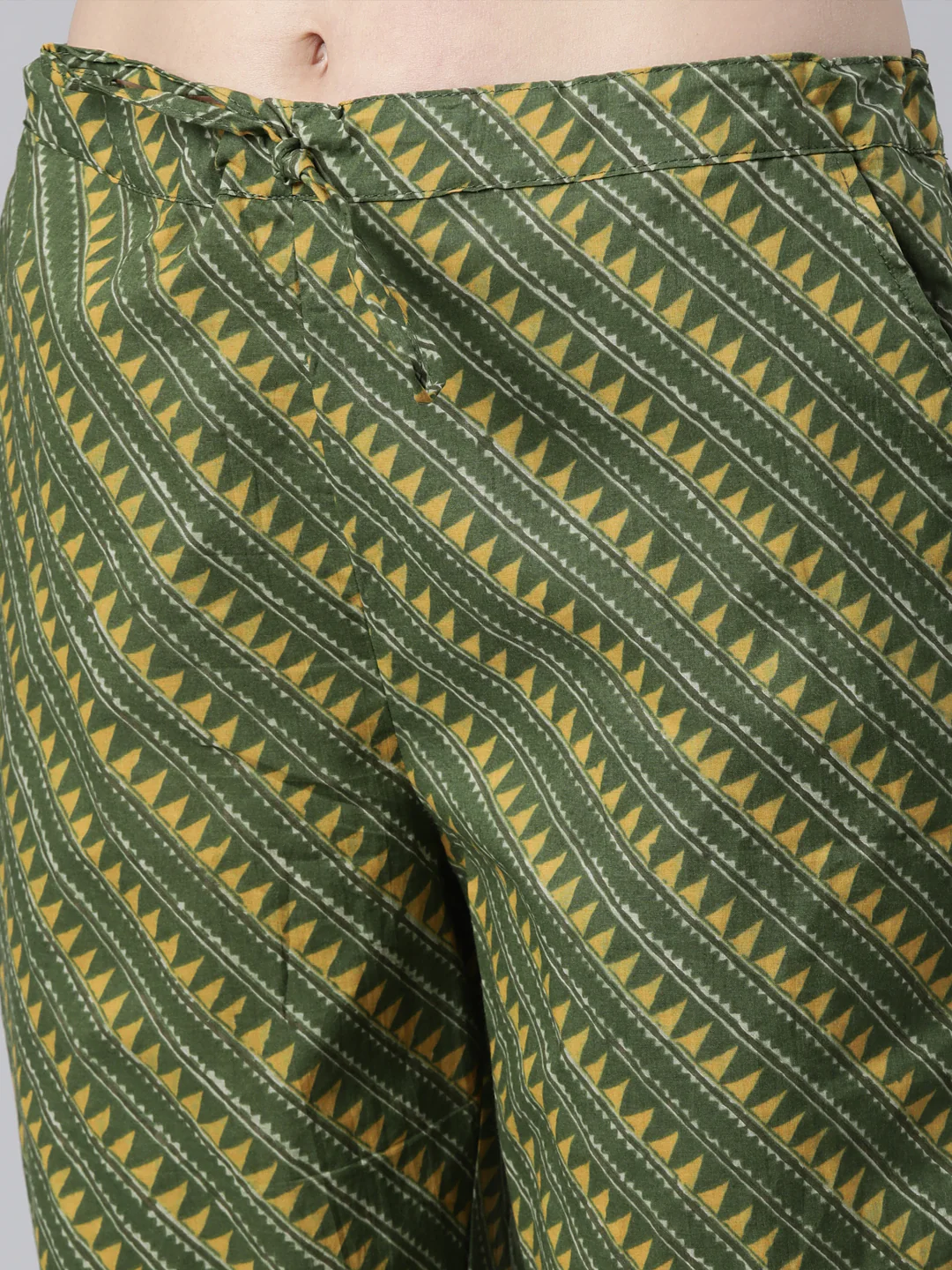 Neerus Olive Regular Straight Floral Kurta And Trousers With Dupatta - Image 6