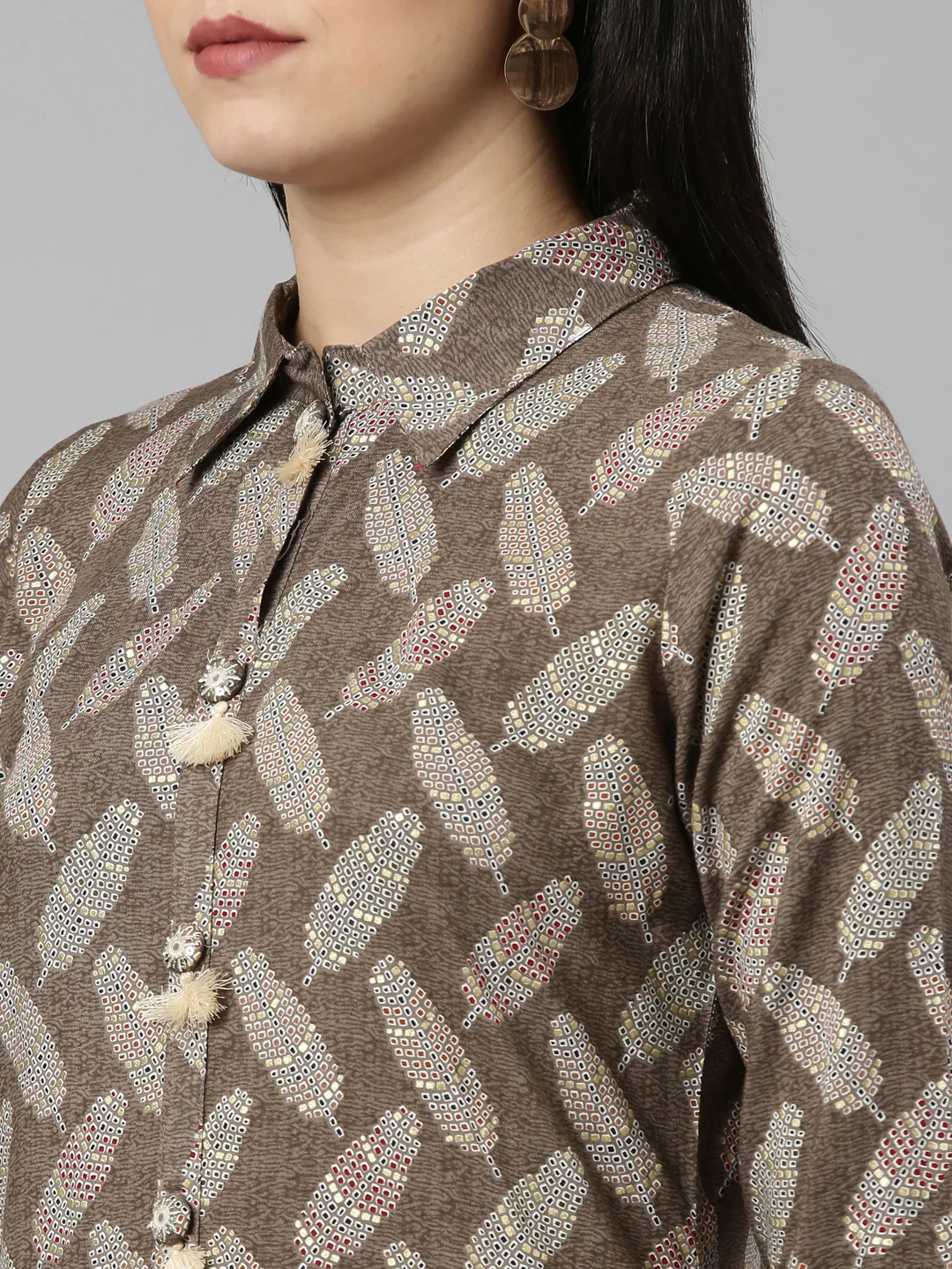 Neerus Olive Regular Straight Printed Kurta And Salwar - Image 4