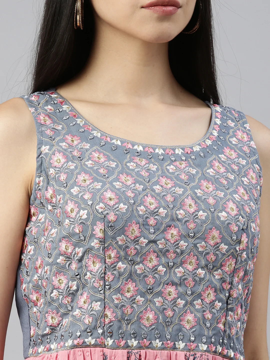 Neerus Onion Color Cotton Fabric Kurta - Image 8