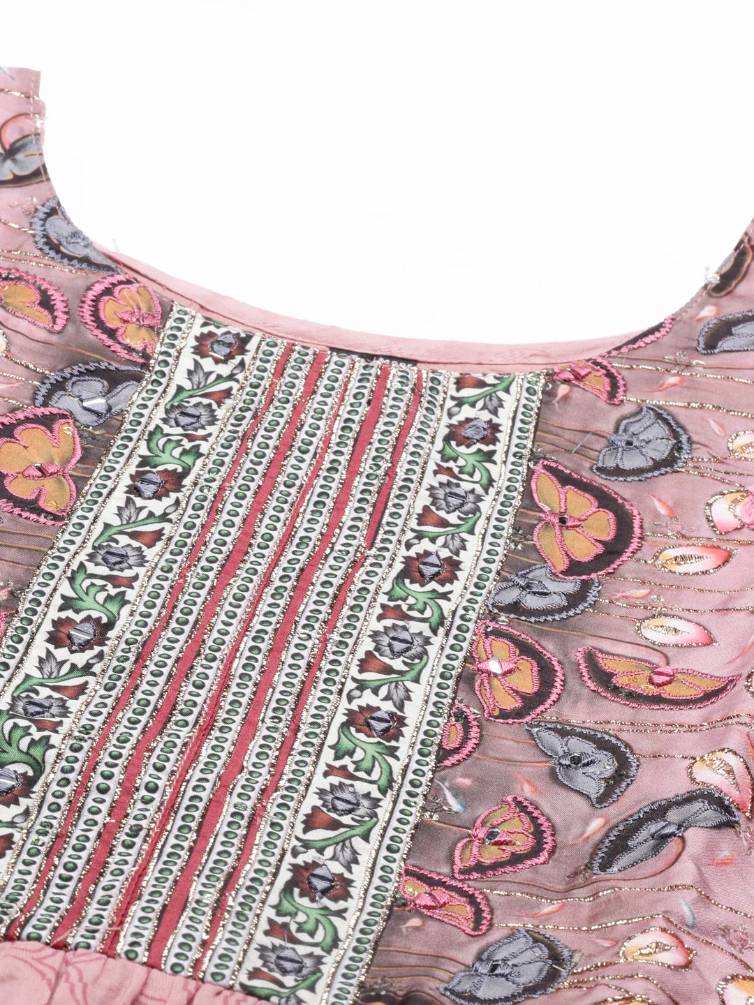 Neerus Onion Color Cotton Fabric Kurta - Image 2