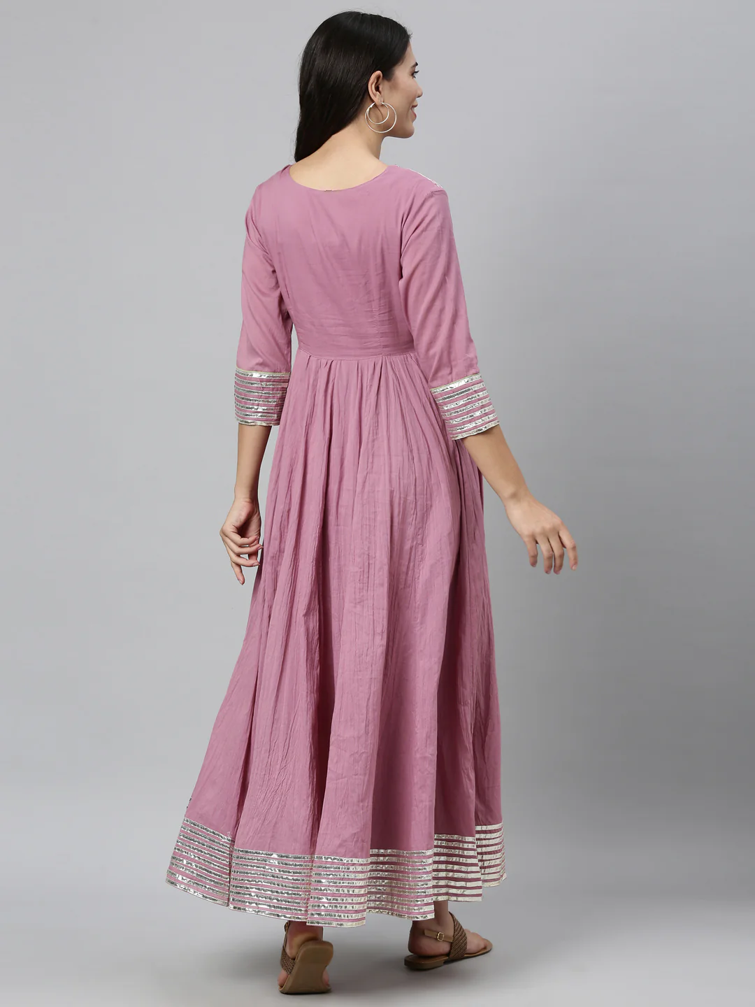 Neerus Onion Color Cotton Fabric Kurta - Image 2