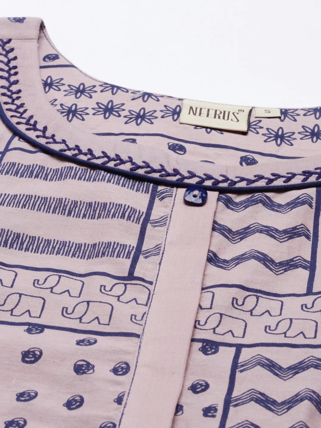 Neerus Onion Color Cotton Fabric Tunic - Image 2