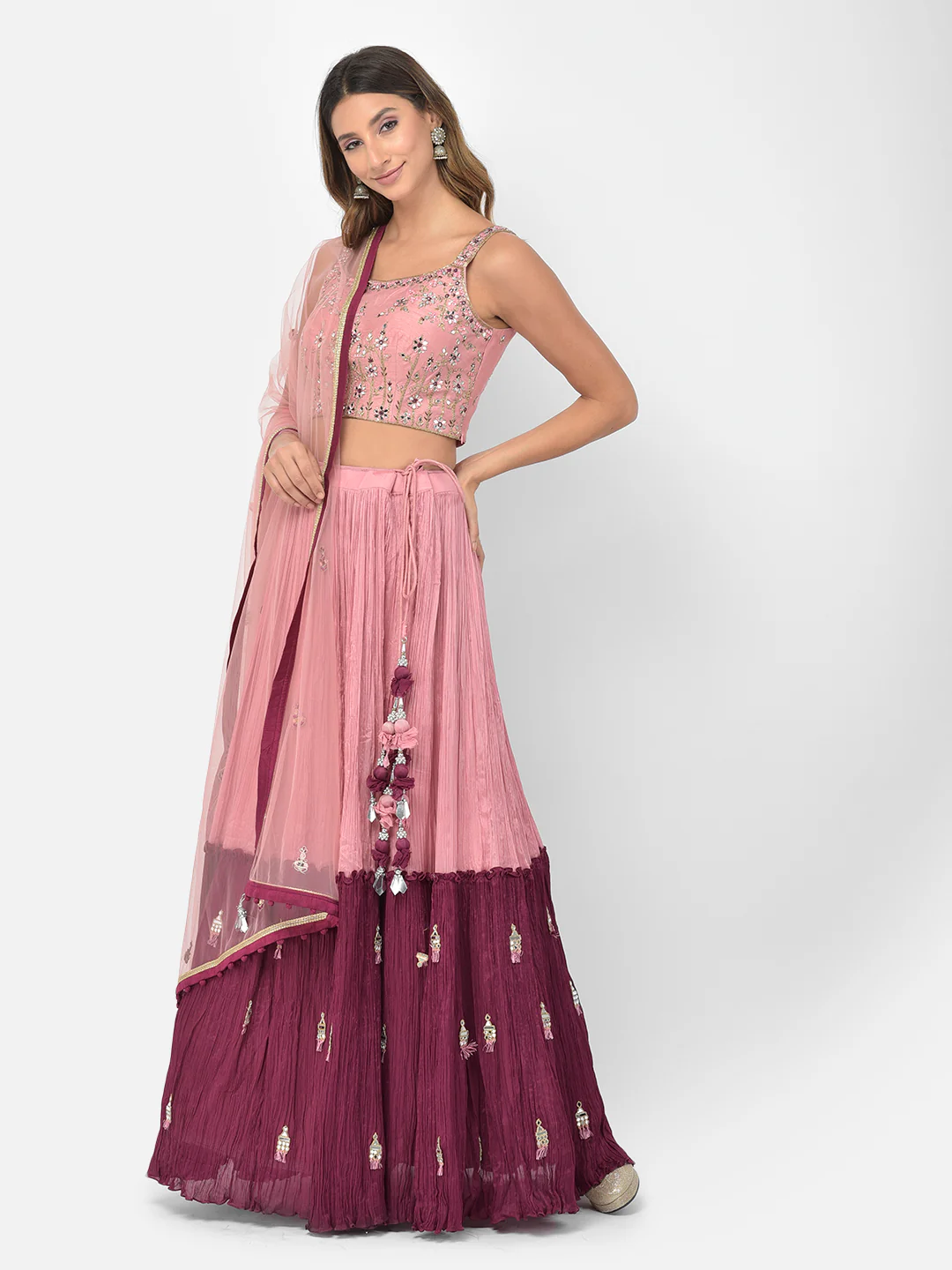 Neerus Onion Color Georgette Fabric Lehenga Choli - Image 2