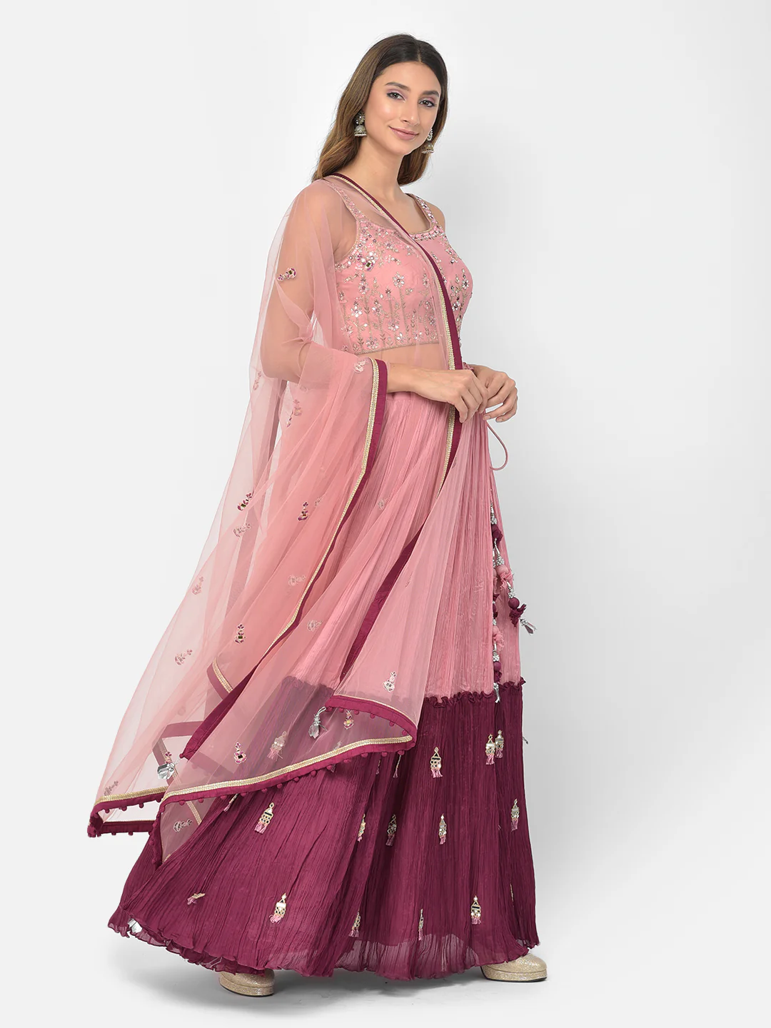Neerus Onion Color Georgette Fabric Lehenga Choli - Image 3