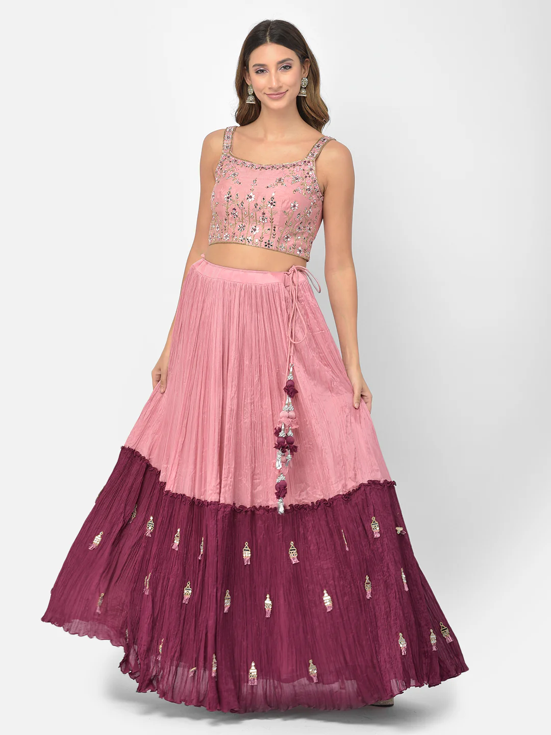 Neerus Onion Color Georgette Fabric Lehenga Choli - Image 8