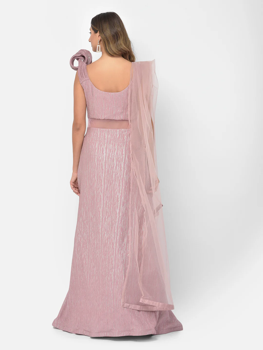 Neerus Onion Color Lycra Fabric Gown - Image 5
