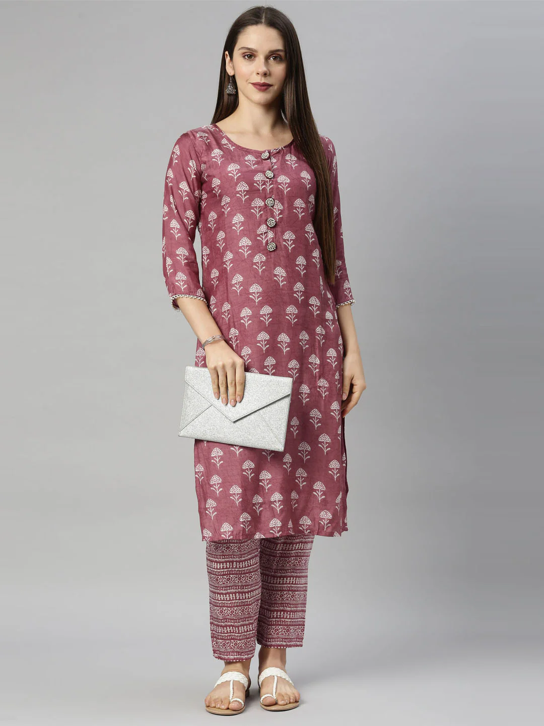 Neerus Onion Color Muslin Fabric Tunic - Image 8