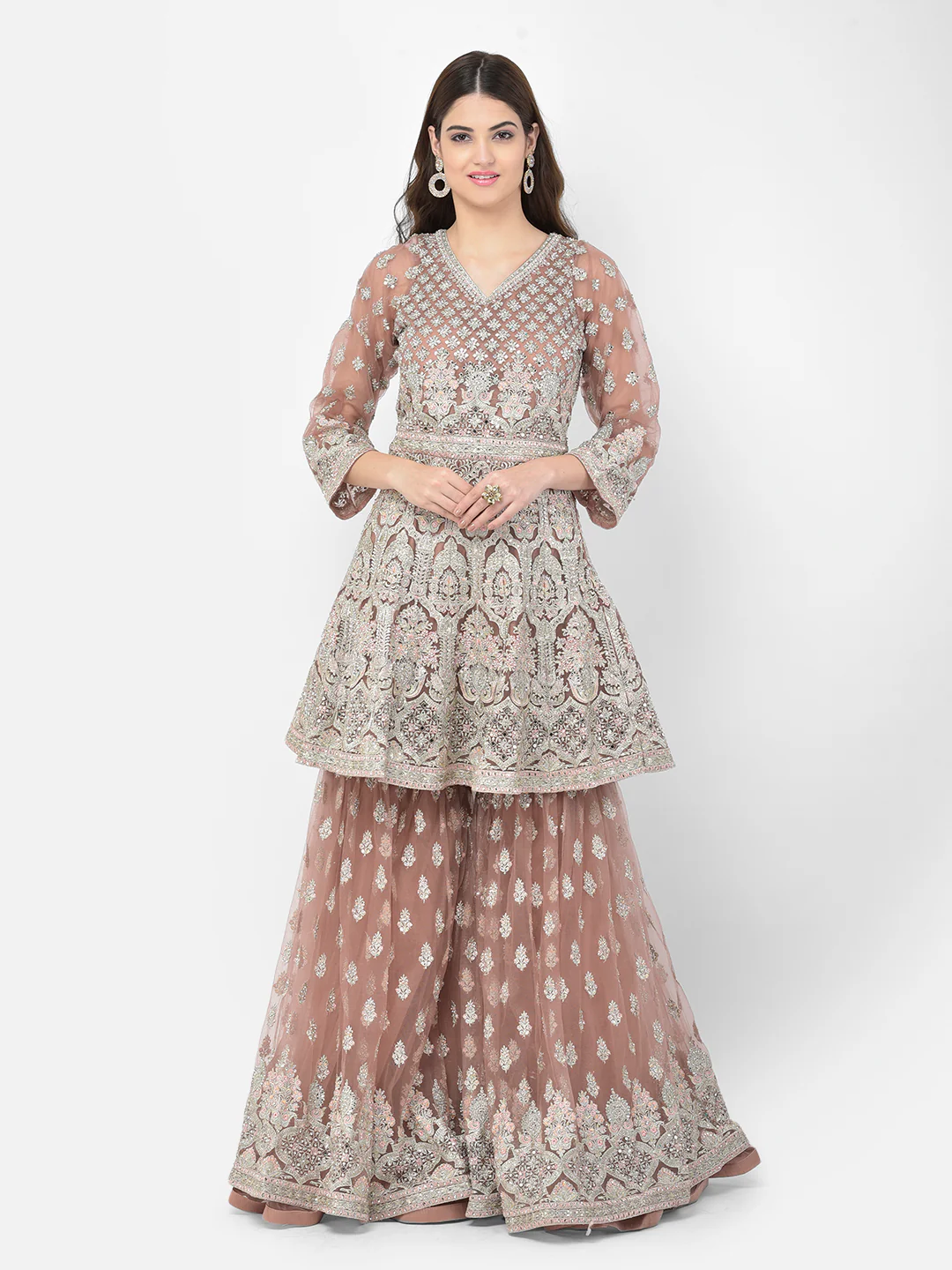 Neerus Onion Color Nett Fabric Salwar Kameez