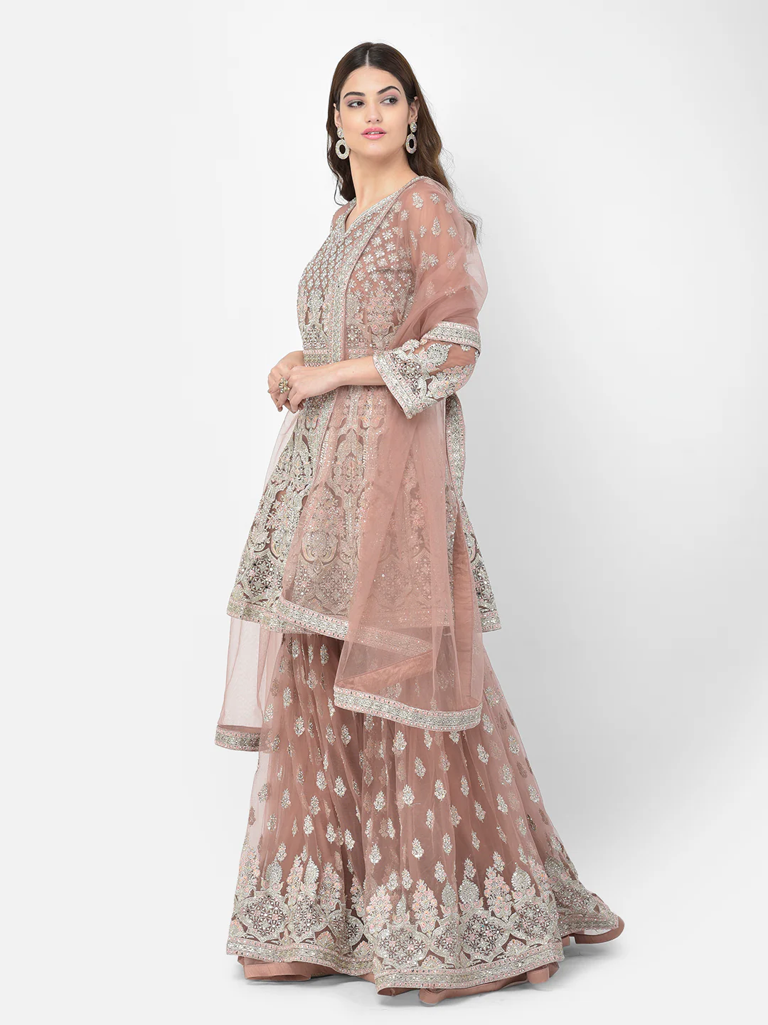 Neerus Onion Color Nett Fabric Salwar Kameez - Image 2