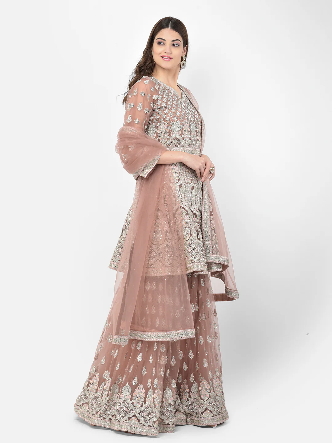 Neerus Onion Color Nett Fabric Salwar Kameez - Image 3