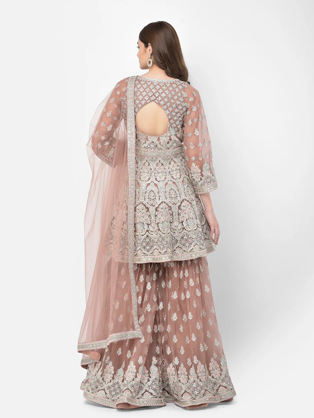 Neerus Onion Color Nett Fabric Salwar Kameez - Image 4
