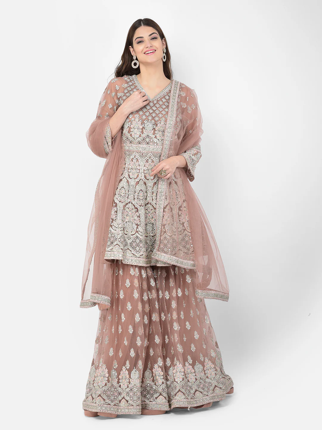 Neerus Onion Color Nett Fabric Salwar Kameez - Image 8