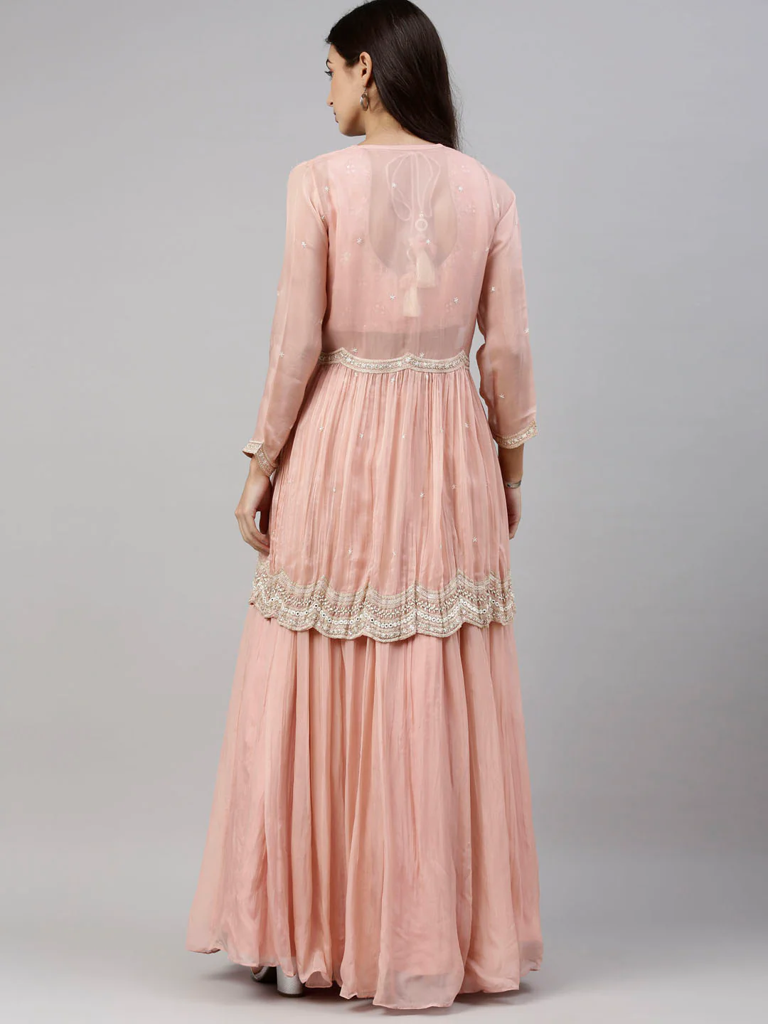 Neerus Onion Color Organza Fabric Suit-Fusion - Image 8