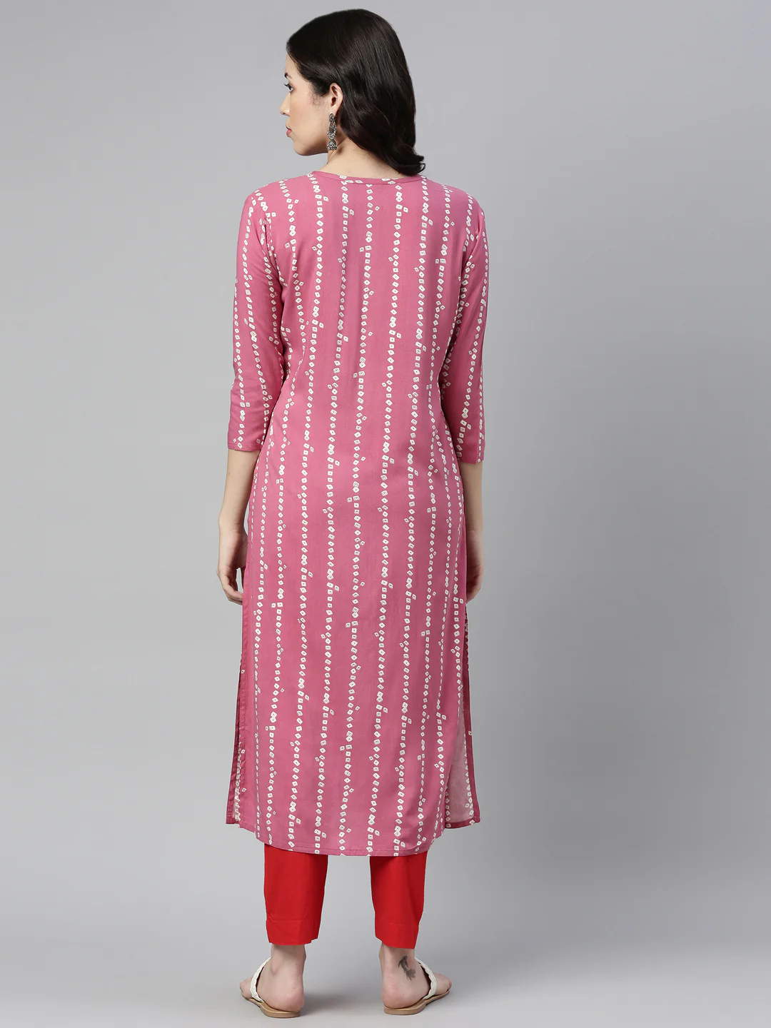 Neerus Onion Color Rayon Fabric Kurta - Image 2