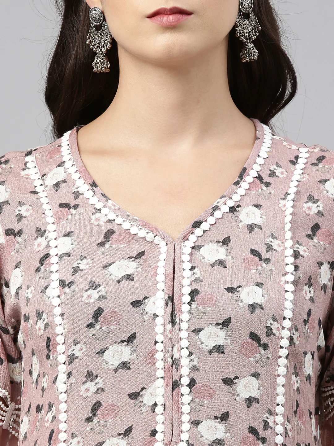 Neerus Onion Color Rayon Fabric Tunic - Image 2