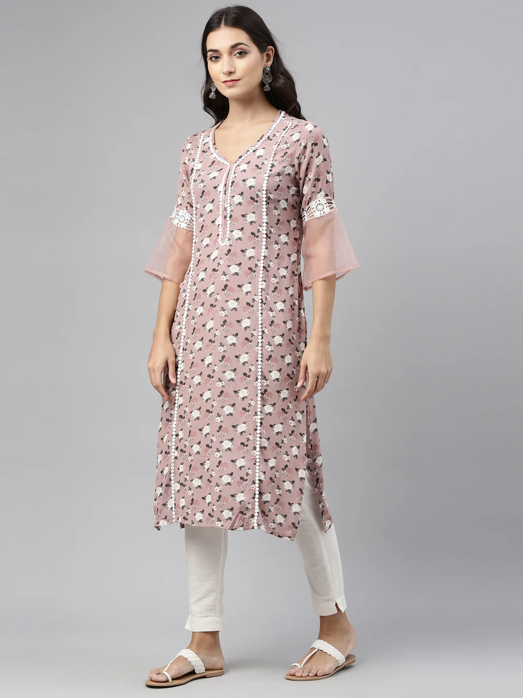Neerus Onion Color Rayon Fabric Tunic - Image 5