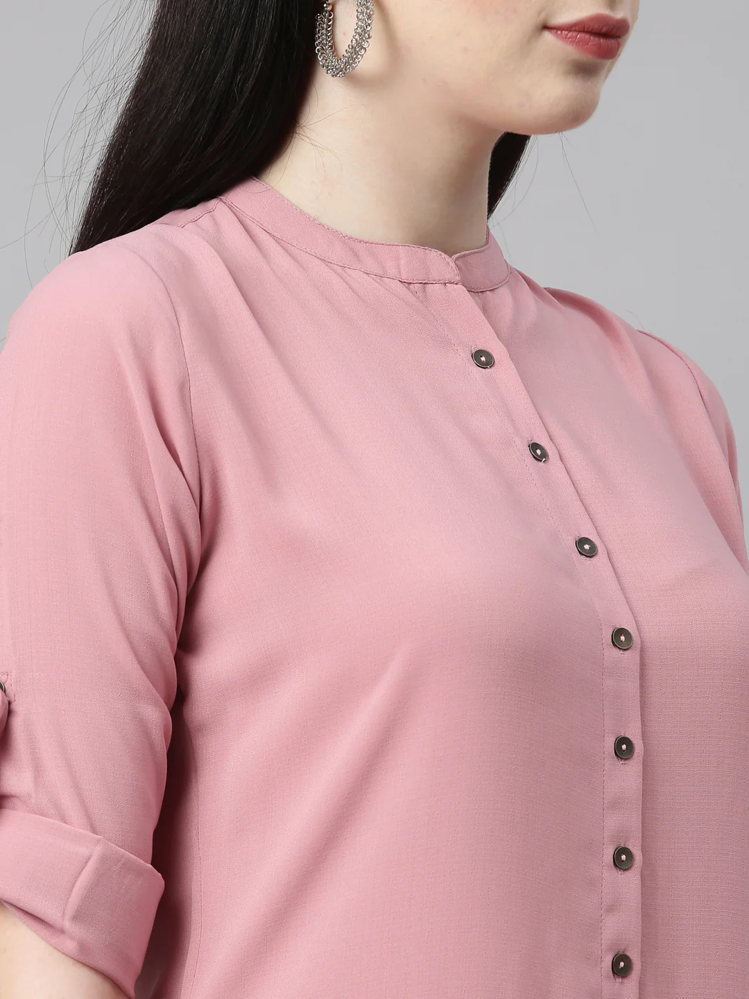 Neerus Onion Color Slub Rayon Fabric Kurta - Image 8