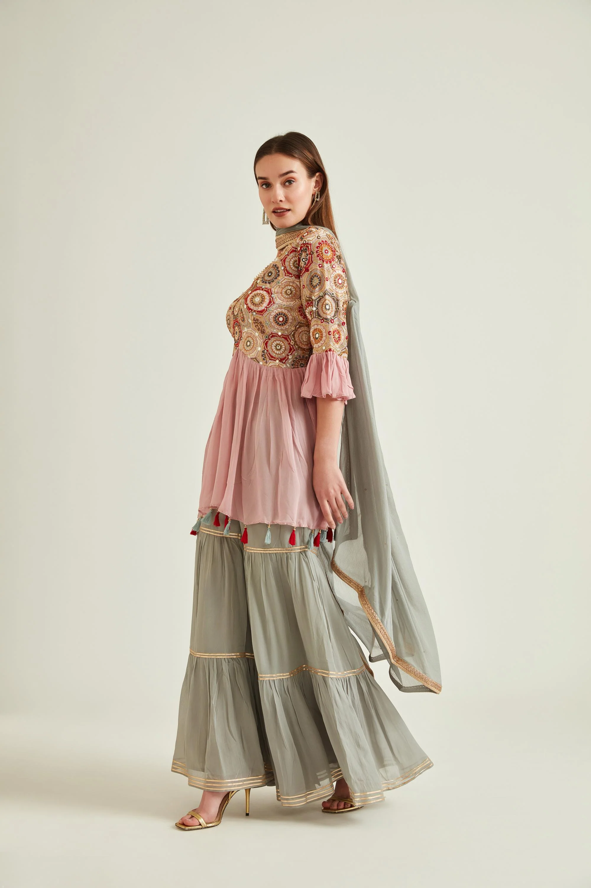 Neerus Onion Colour Georgette Fabric Prdd - Image 2